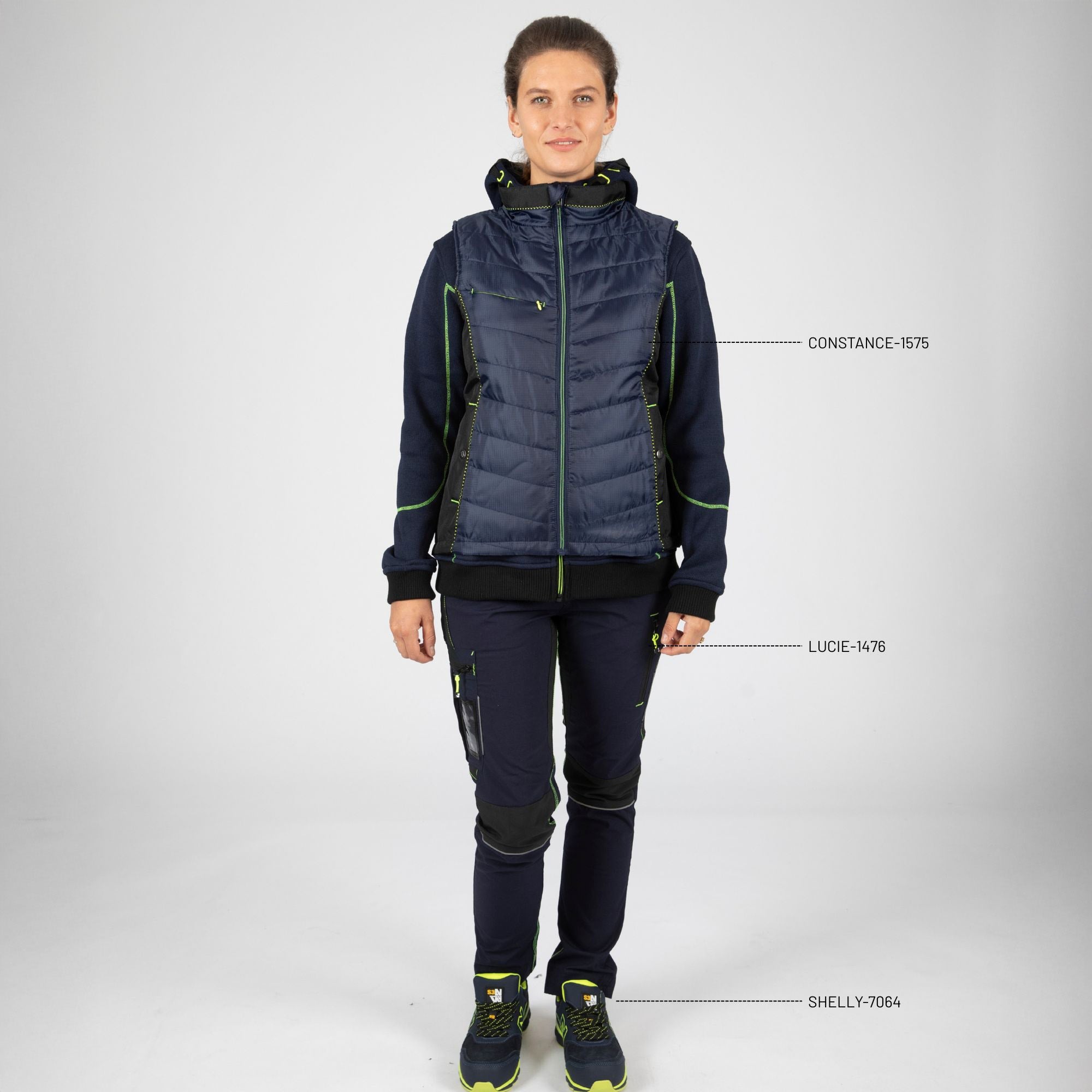 CONSTANCE - DOUDOUNE SANS MANCHES DE TRAVAIL - 1575 Marine , Jaune fluo 3XL - 2