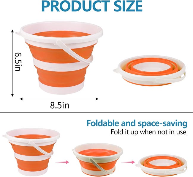 Secchio Pieghevole 16L con Manici, Secchio per Pulizie Silicone Secchio Pieghevole 16L con Manici, Secchio per Pulizie Silicone