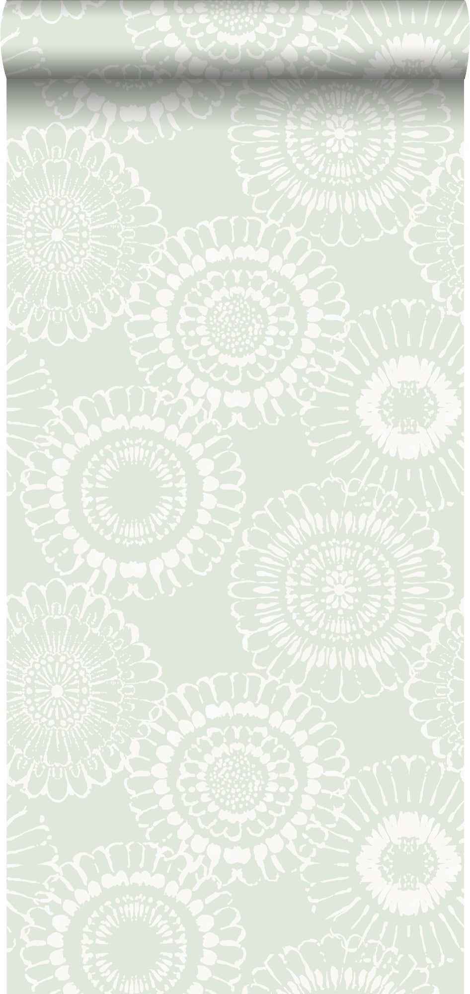 Tapeta kwiaty miętowej zieleni - 53 cm x 10.05 m - ESTAHOME