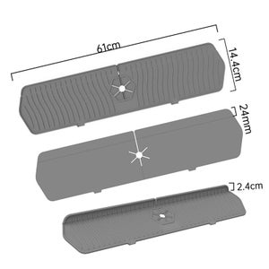 Paraspruzzi Per Rubinetto In Silicone Da 61 Cm – Tappetino Drenante Pieghevole Con Pendenza 6°, Foro Tagliabile, Per Cucina E Bagno, Antimacchia