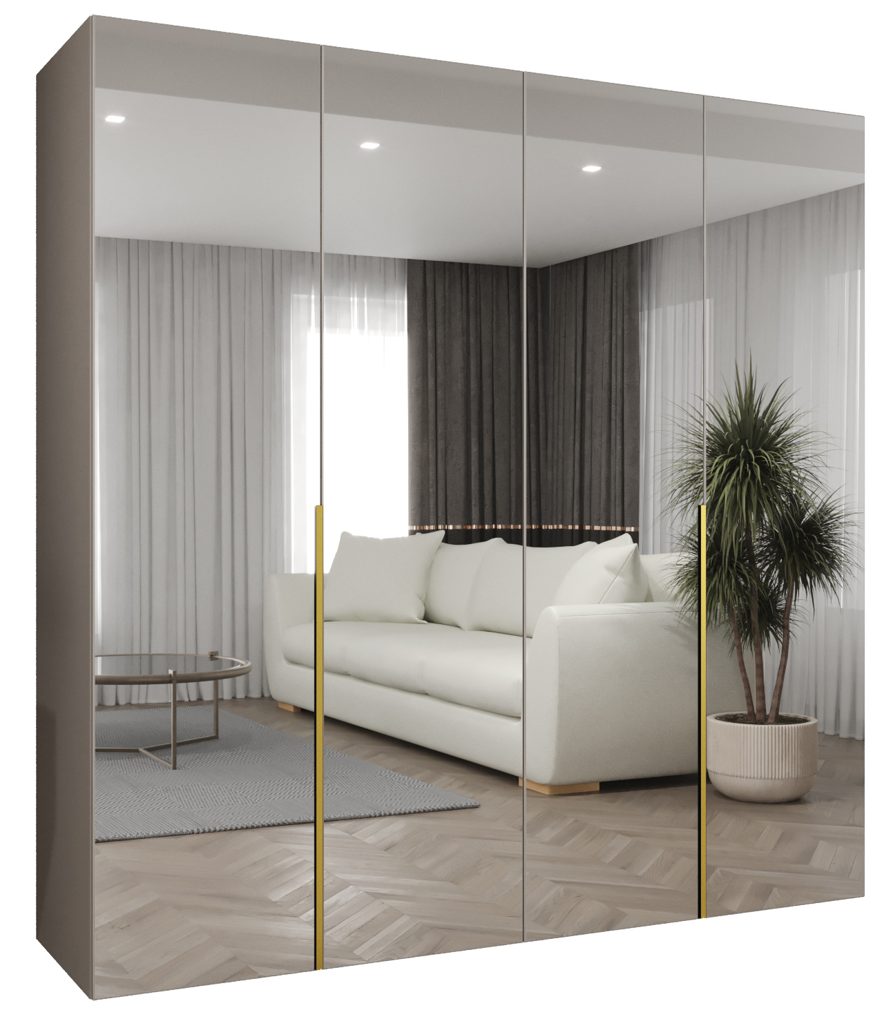Szafa uchylna otwierana Alicante 3 200 x 52 x 202 cm kaszmir + u. złoty Abiks Meble