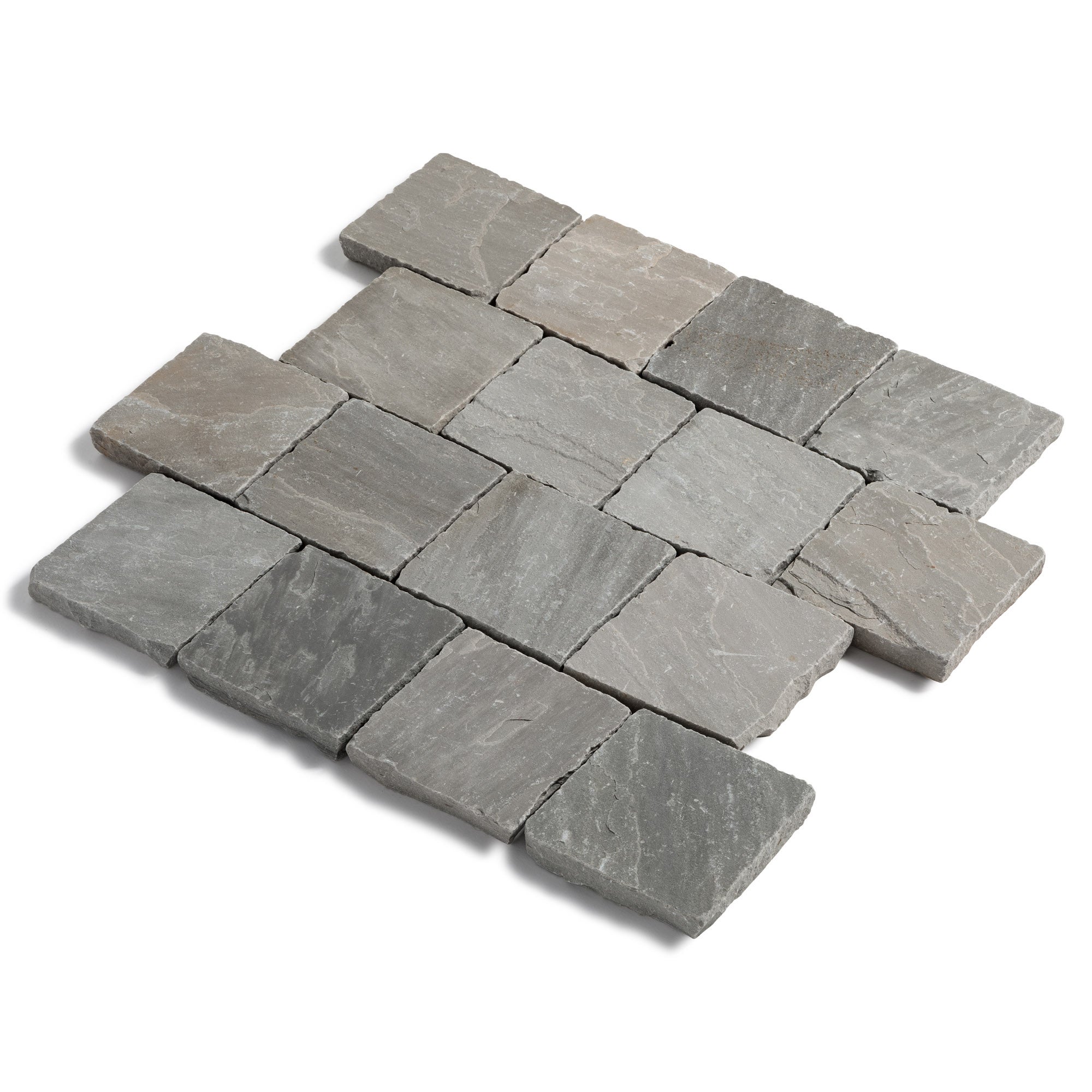 Pavé pierre naturelle Grès Kandla Gris 14x14x2,5 cm Clivé (vendu au m² - 42 pavés/m²) - RO'MA Nature - 3