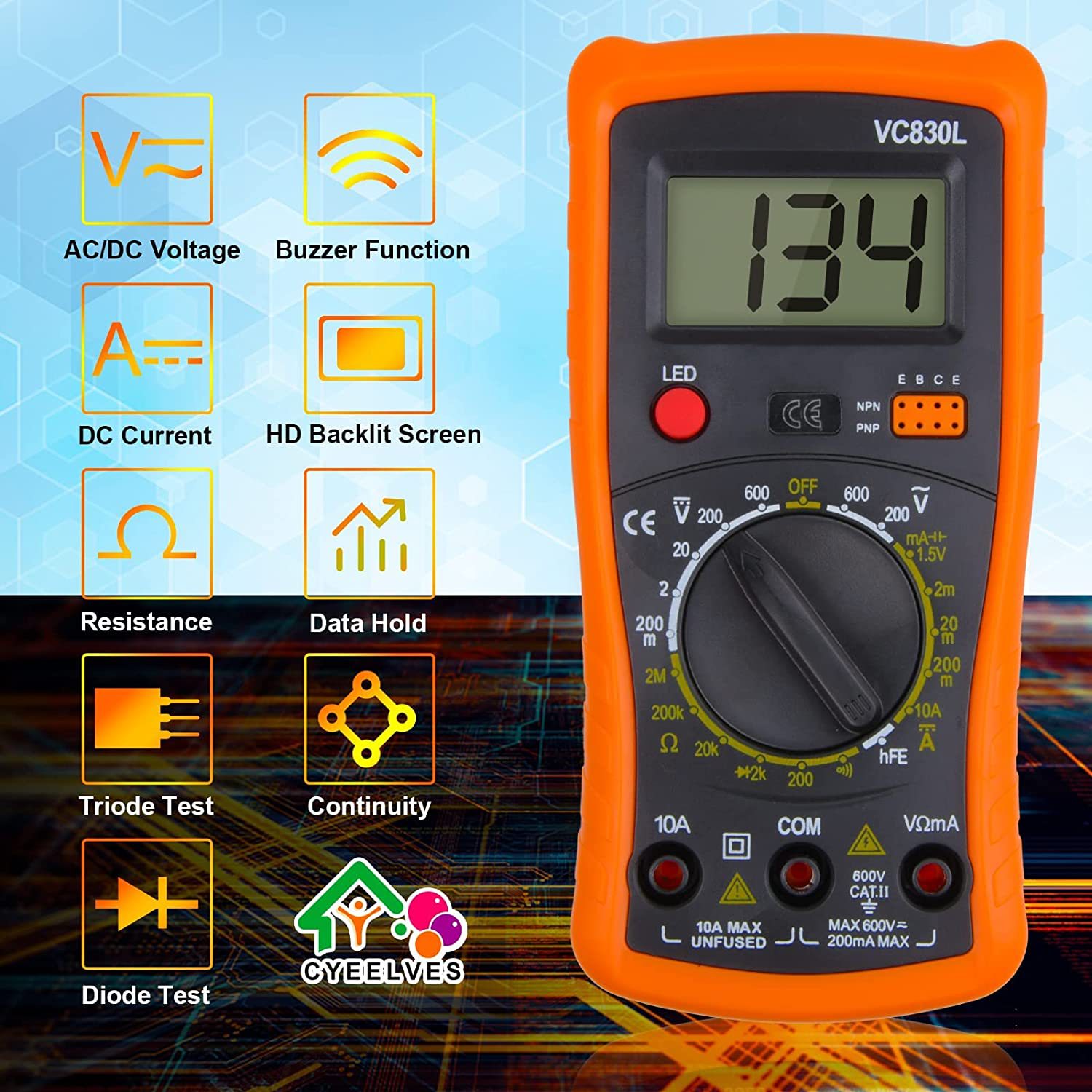 Multimètre numérique VC830L, multimètre numérique portable, ampèremètre et voltmètre de précision - 2