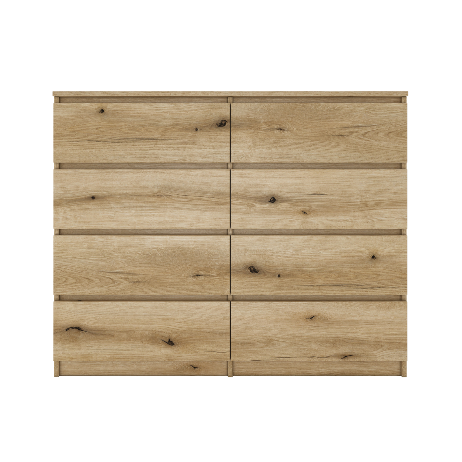 MILAN - Commode moderne grande 8 tiroirs chambre salon - Dimensions 97x120x40 - Design minimaliste - Meuble de rangement - Chêne - 2