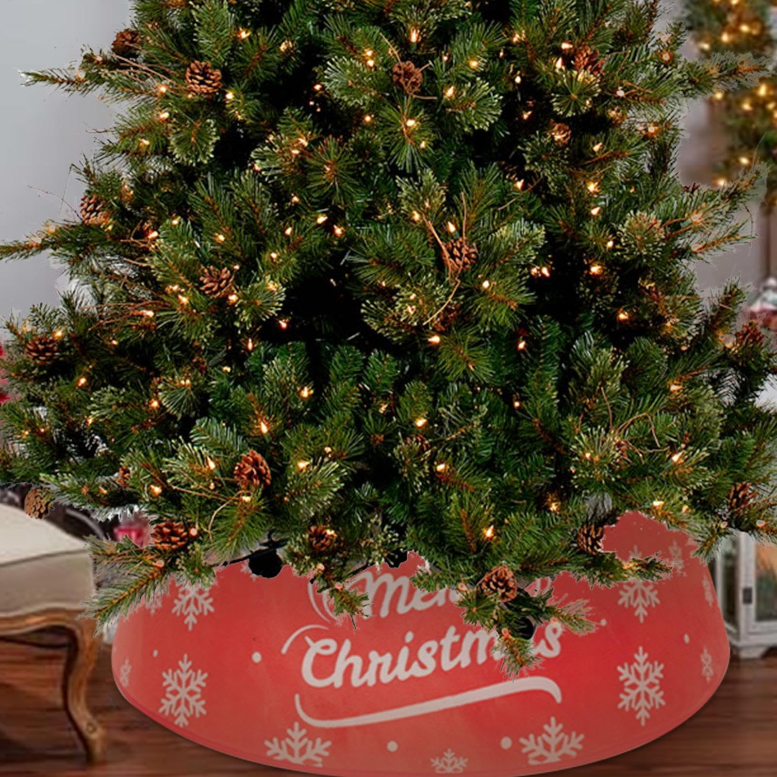 Gonna Per Albero Di Natale Toyland 106 Cm (42"), Rossa Con Ricamo Dorato E Scritta Merry Christmas
