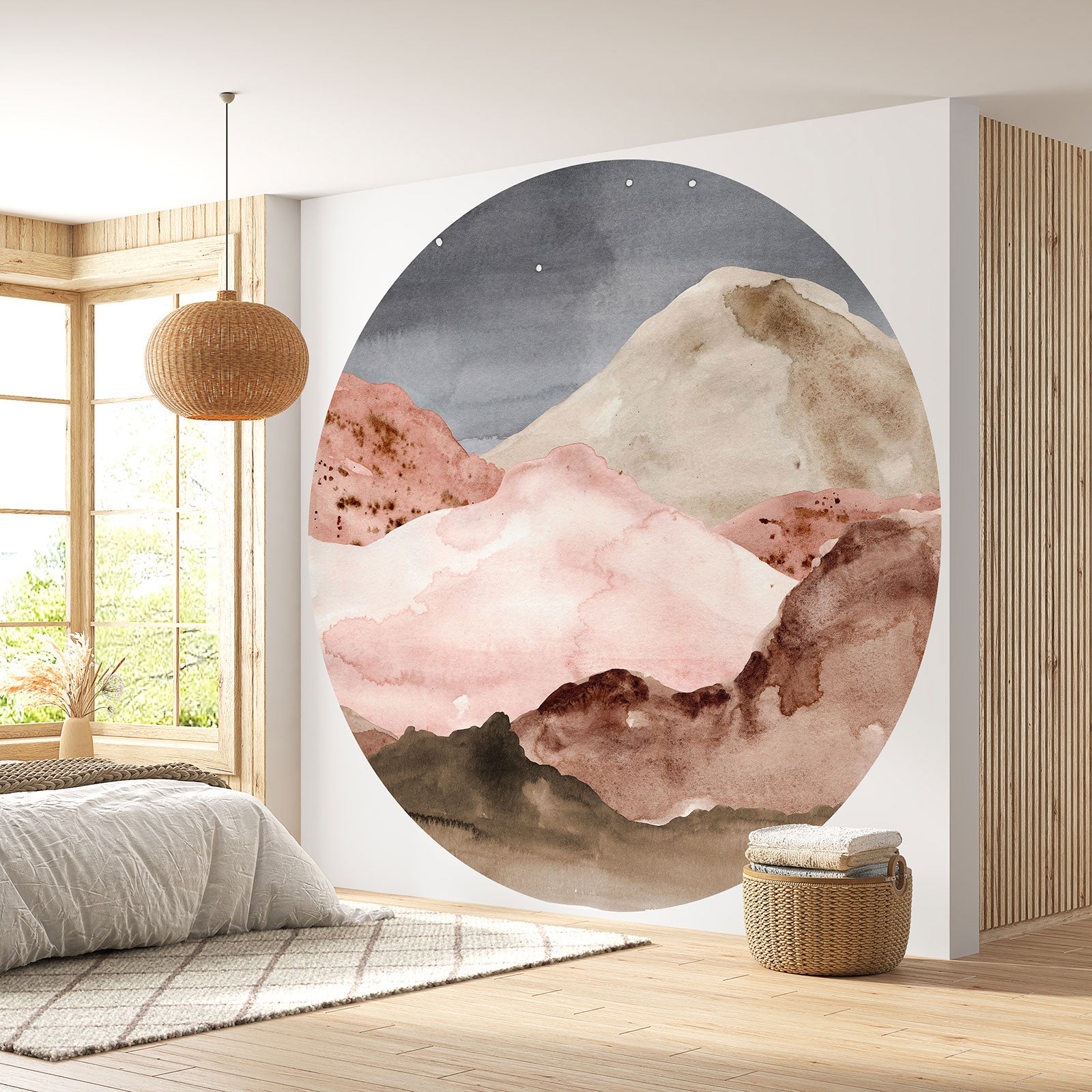 Papier peint rond / cercle - Paysage boho - Diamètre 250 cm en 4 ...