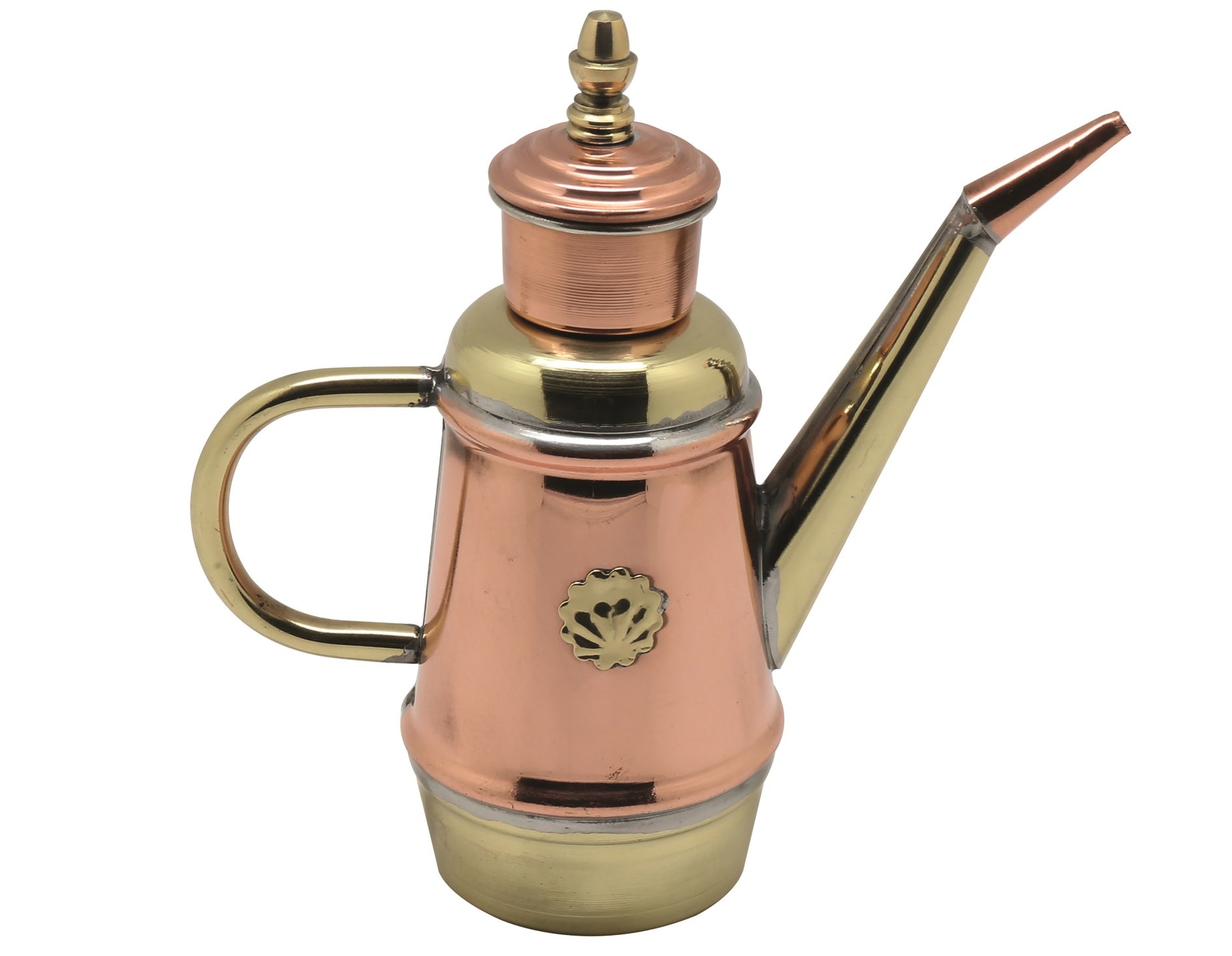 Aceitera profesional de cobre y latón para aceite comestible olivari - capacidad 1 lt