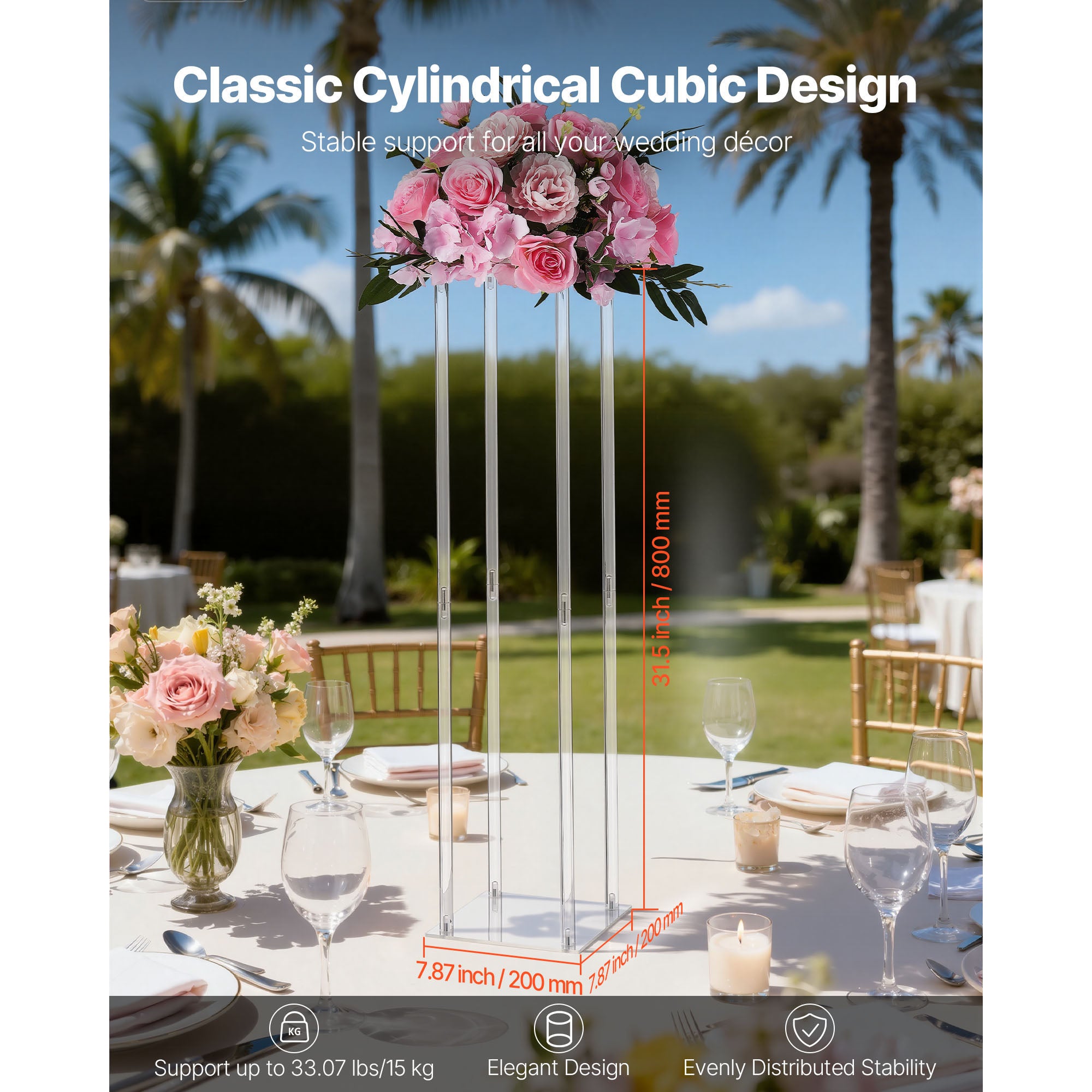 Lot de 10 colonnes SucceBuy en acrylique transparent de 80 cm pour compositions florales, parfaites pour fetes, anniversaires et decoration interieure - 2
