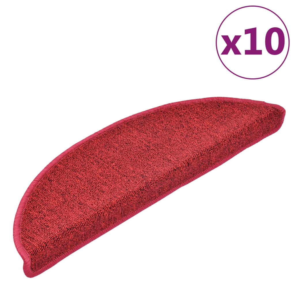Alfombrillas de escalera 10 uds | alfombras de escalera | tapetes de escalera rojo burdeos 56x17x3 cm cfw310778