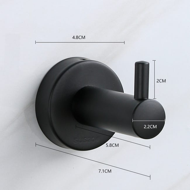 Set di 2 ganci per asciugamani neri da parete in acciaio inossidabile SUS304, porta accappatoio singolo | Leroy Merlin Set di 2 ganci per asciugamani neri da parete in acciaio inossidabile SUS304, porta accappatoio singolo | Leroy Merlin
