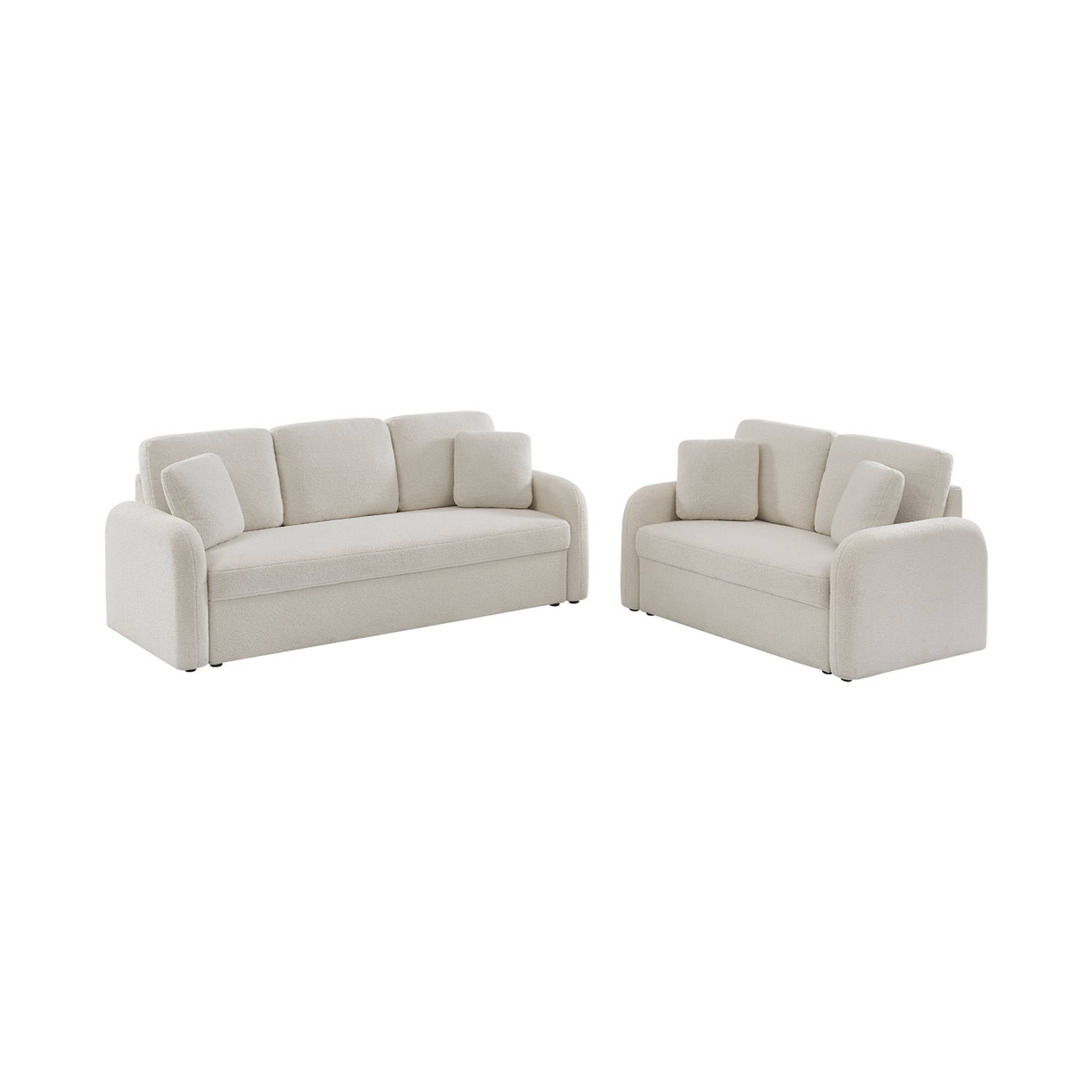 Canapé 2 places cosy rond. tissu bouclettes crème. Milano. L 150 x P 85 x H 85cm - 9