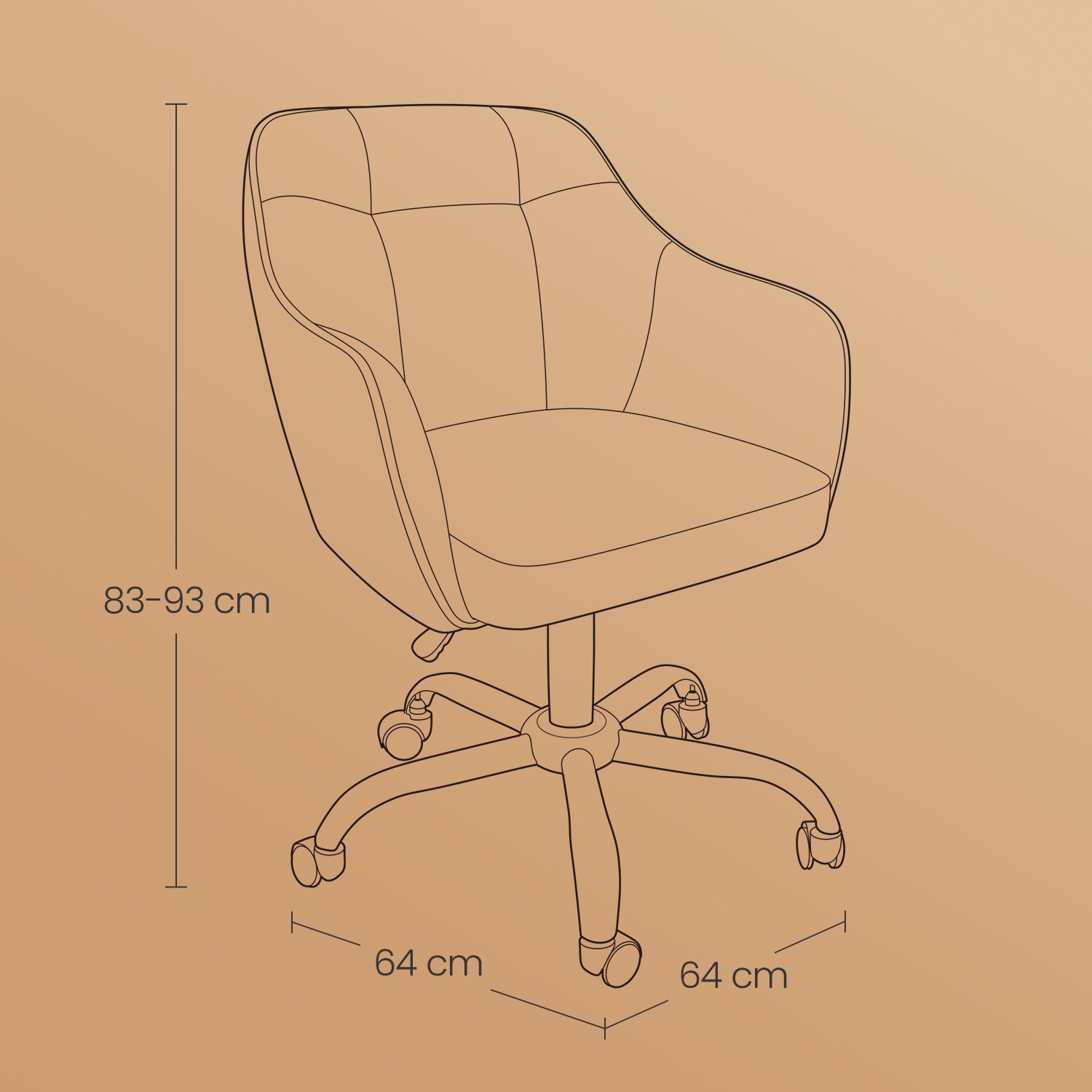 Chaise de Bureau, Fauteuil d'Appoint pour le Bureau à Domicile, en Tissu Coton-Lin, Hauteur Réglable, Beige - 4