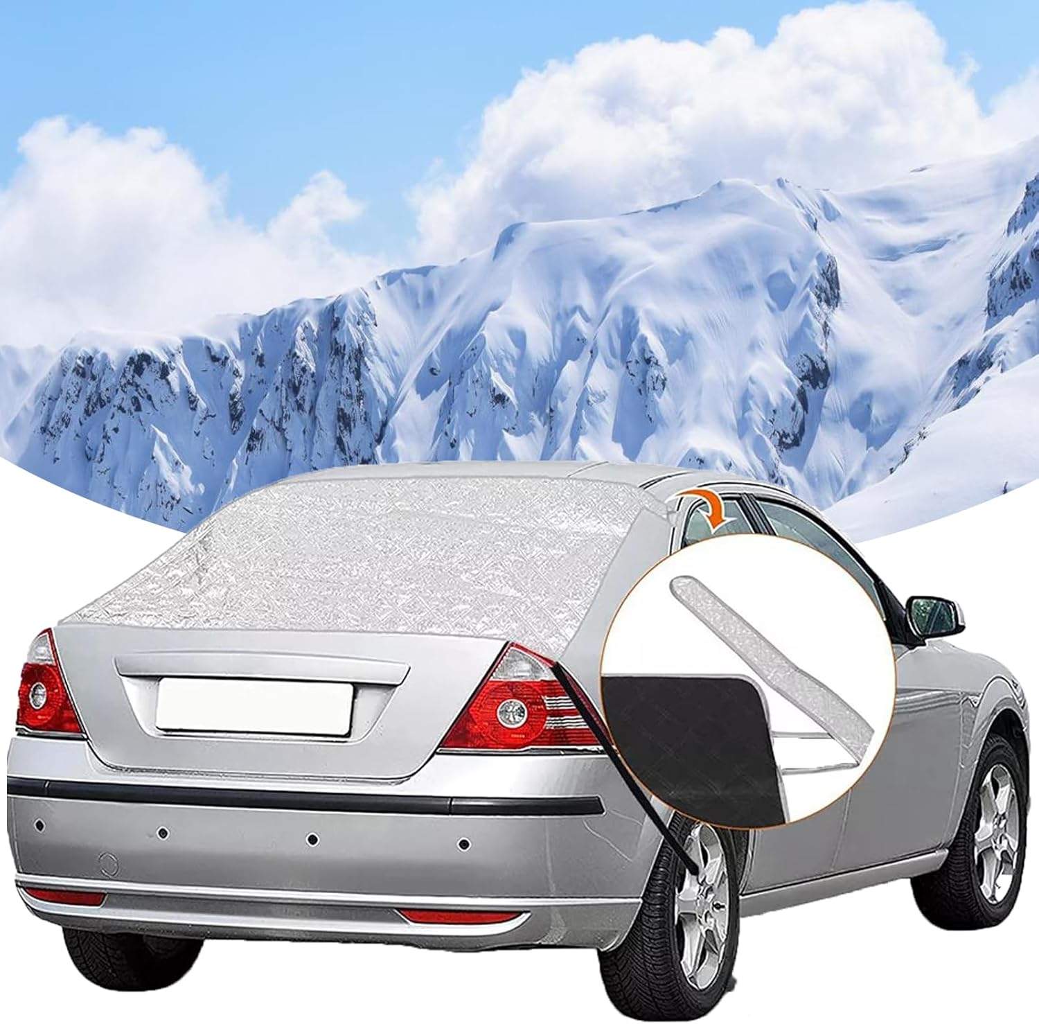 Copriparabrezza Invernale Universale Antigelo E Antineve Per Auto - Protezione Per Parabrezza E Specchietti - Taglia XL (135-146 X 100 Cm)