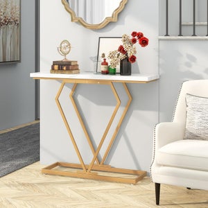 Tribesigns Tavolo consolle 105 cm con deposito, tavolo d'ingresso a 2 livelli, in legno con ripiano, casa colonica, sottile, divano dietro divano, per foyer, corridoio, soggiorno, rustico, marrone