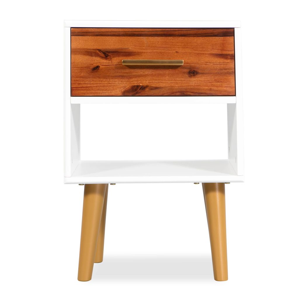 Table de nuit chevet commode armoire meuble chambre 40 x 30 x 45 cm bois d'acacia massif 1402081 - 2