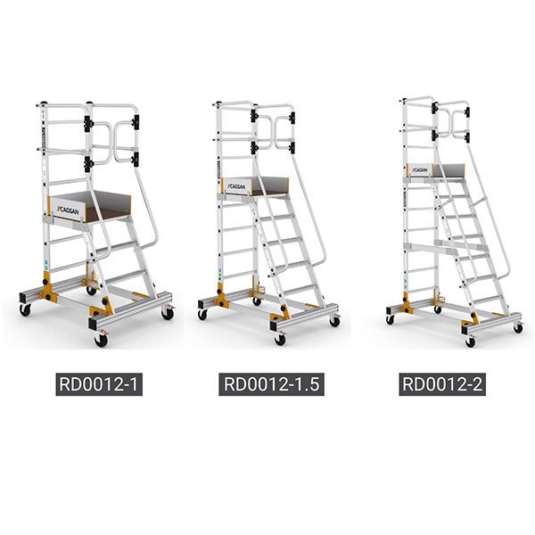 Escabeau roulant 4 marches - Hauteur max. de travail 3.00m - Portillon saloon - RD0012-1 - 6