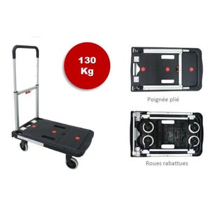 Chariot Pliable Porte-Bagages - Diable De Transport 60kg - Roulettes Pour Valises Et Courses