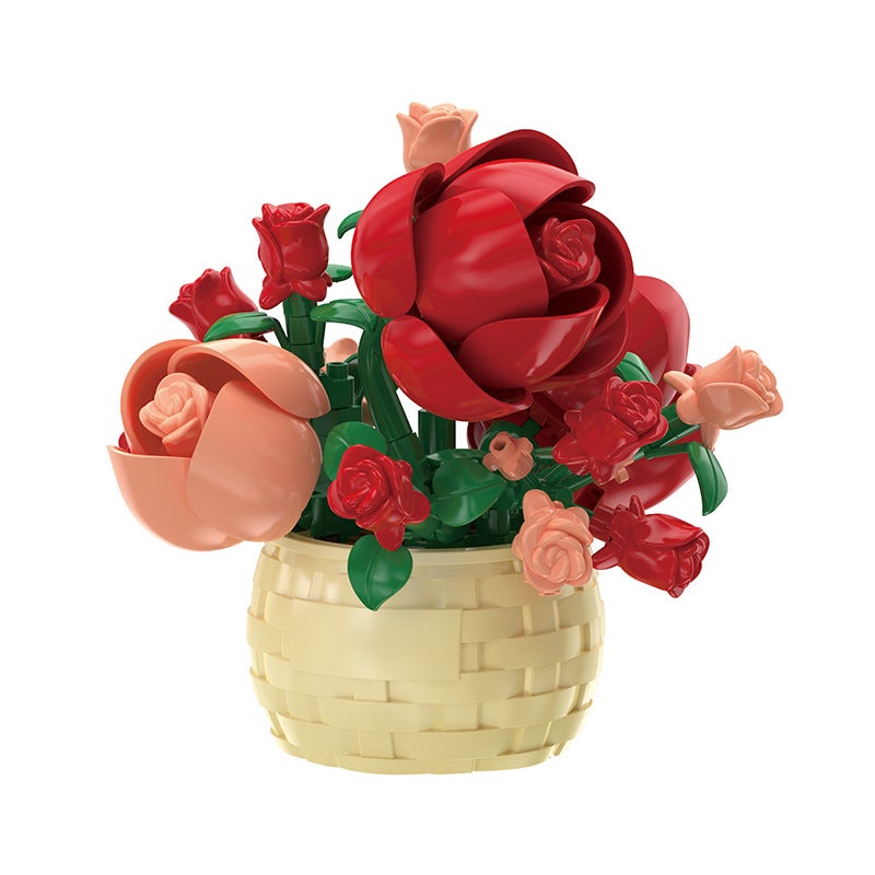 Ensemble de blocs de construction miniatures pour jeunes adultes, mini fleurs artificielles, blocs de construction adaptés aux anniversaires et a - 2
