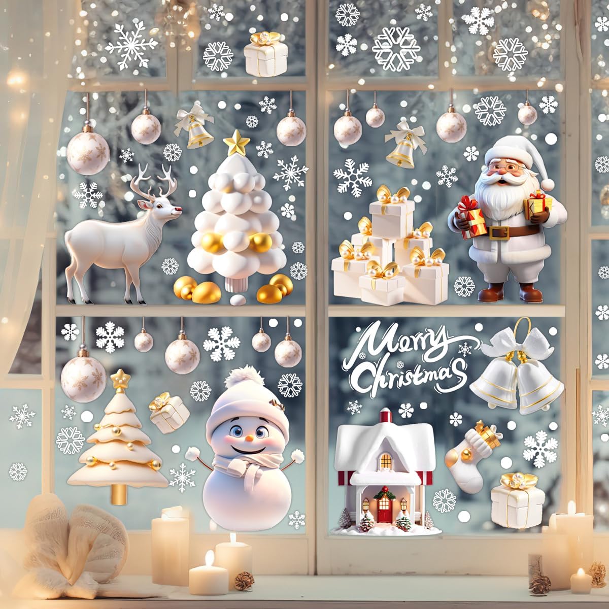 Decorazioni natalizie per finestre, Babbo Natale, pupazzo di