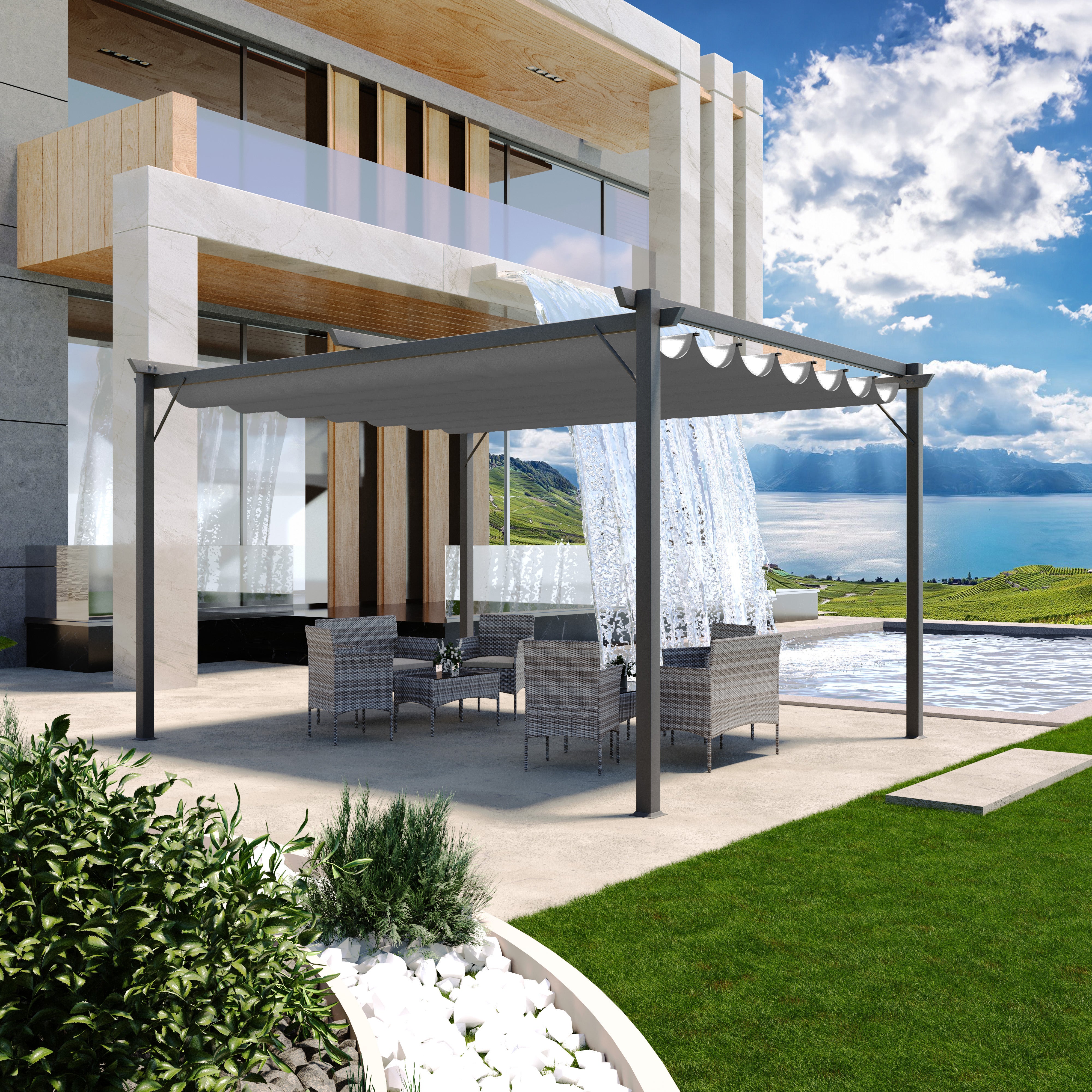 VidaXL Pergola da Giardino con Tetto Retrattile 4x3 m Crema | Leroy Merlin