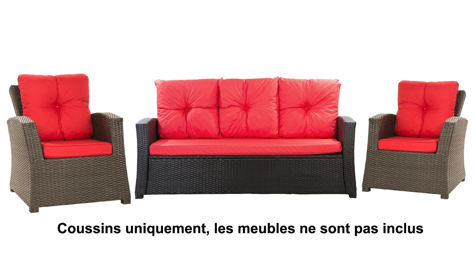 Set di cuscini per mobili in rattan; set per 4 persone; cuscini di