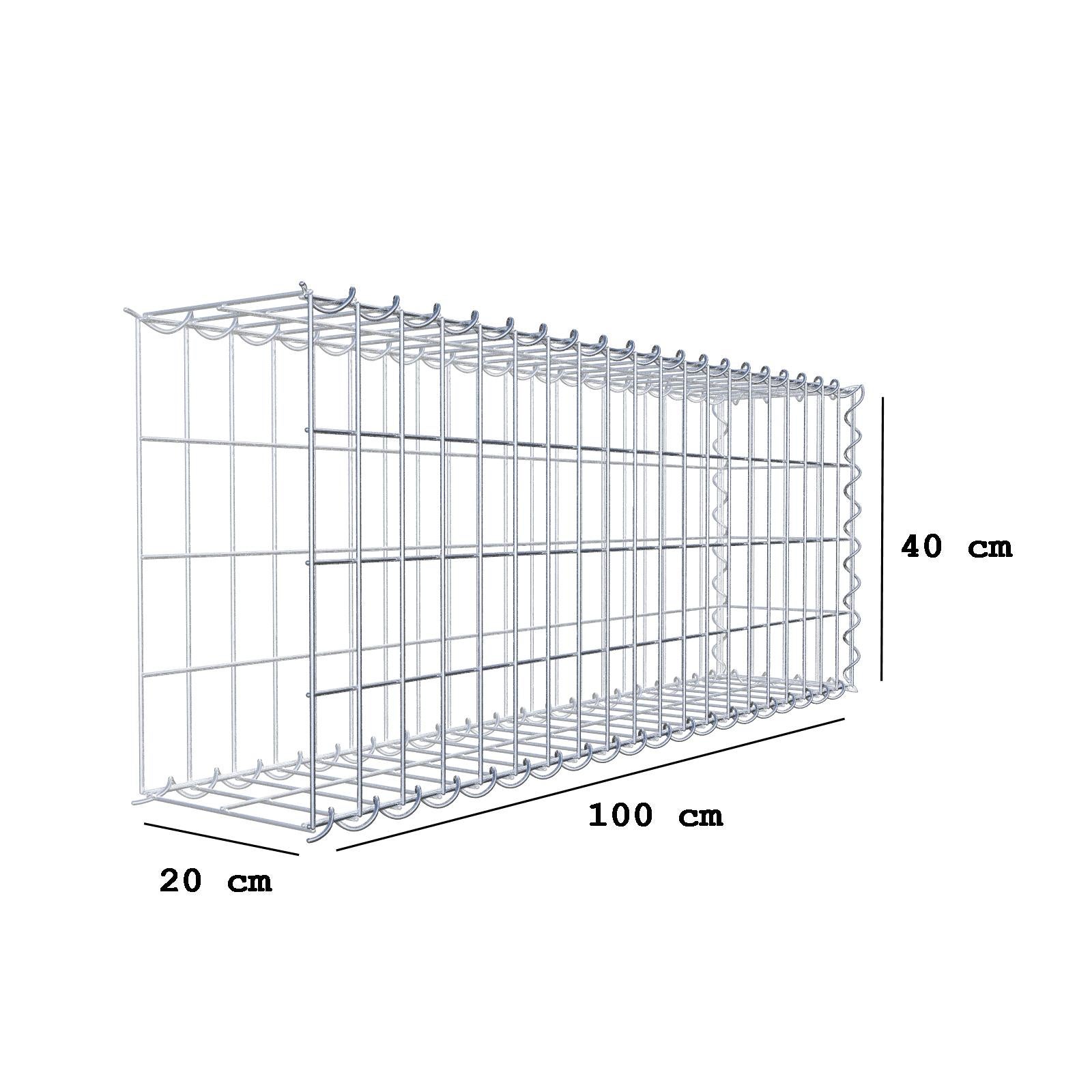 Gavión para alargar en acero galvanizado 100x40x20cm (LxAxP), malla 5 x 10cm, Espiral, sin rejilla frontal - 2