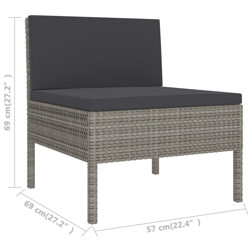 Chaise de jardin pliable avec coussin en Rattan synthétique Gris - 5