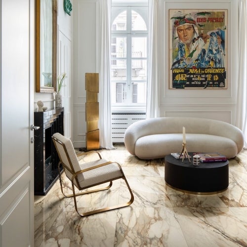 Carrelage Effet Marbre MARBLE Calacatta Vena Vecchia 60x120cm Gloss Sol et Murs - Les Carreaux de Jean
