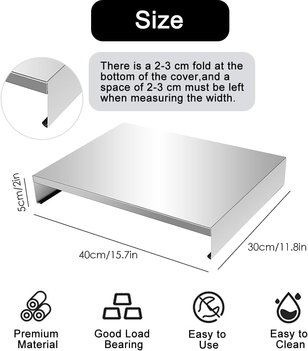 Protection plaque cuisson gaz inoxydable 30x40x5cm argent, support cuiseur à riz/réfrigérateur - 2