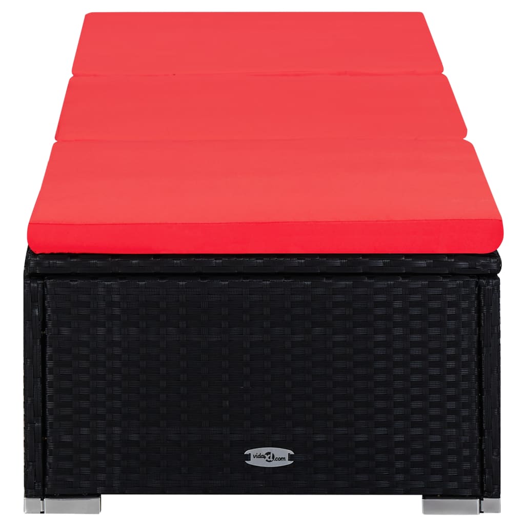 Maison Exclusive - Lettino Prendisole con Cuscino e Tavolino in Polyrattan Rosso - 5