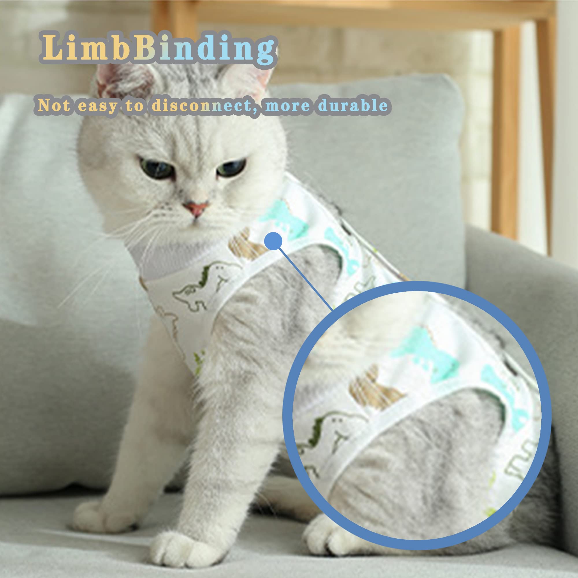 Roupa pós-castração para gatas, roupa pós-operatória para gatinhos, roupa anti-lambida (verde, tamanho S) - 3