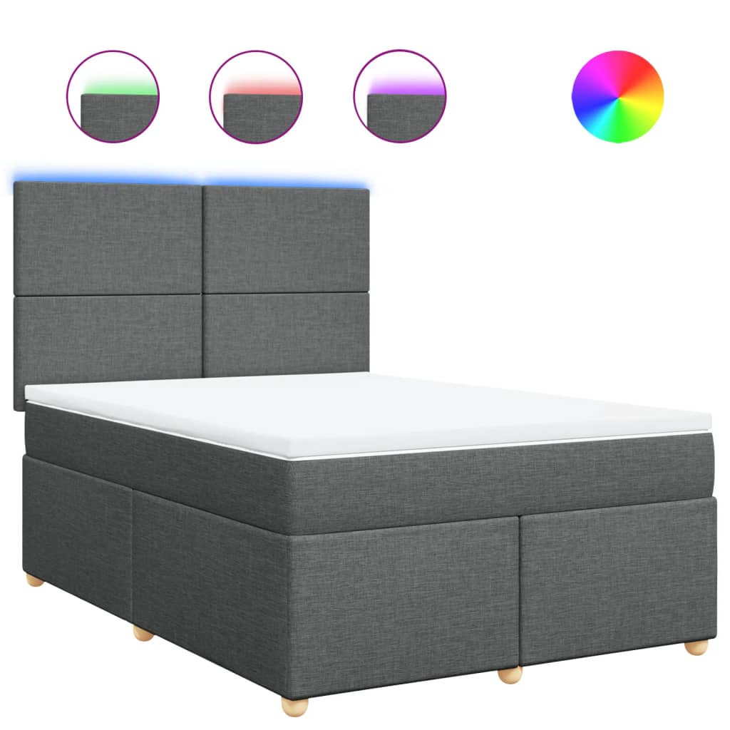 Cama box spring con colchón tela gris oscuro 140x200 cm | Leroy Merlin