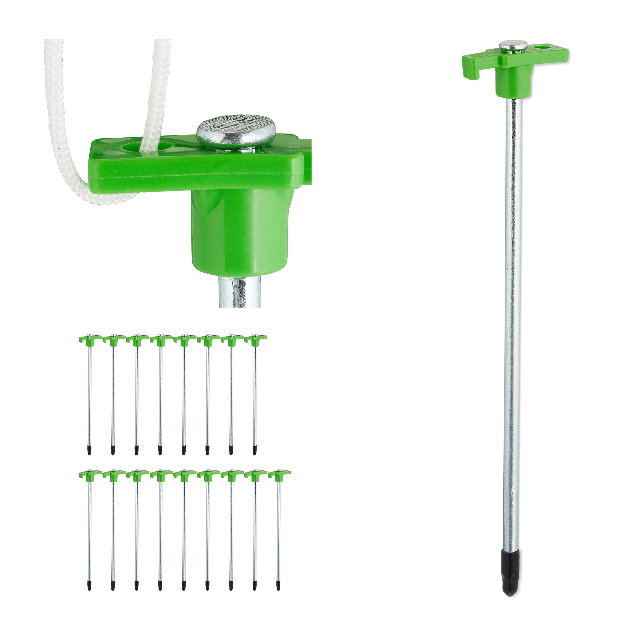 Relaxdays – Lot de 18 piquets de fixation 25 cm – Acier zingué pour sols durs – Pointe large pour ancrage facile – Résistants au vent fort