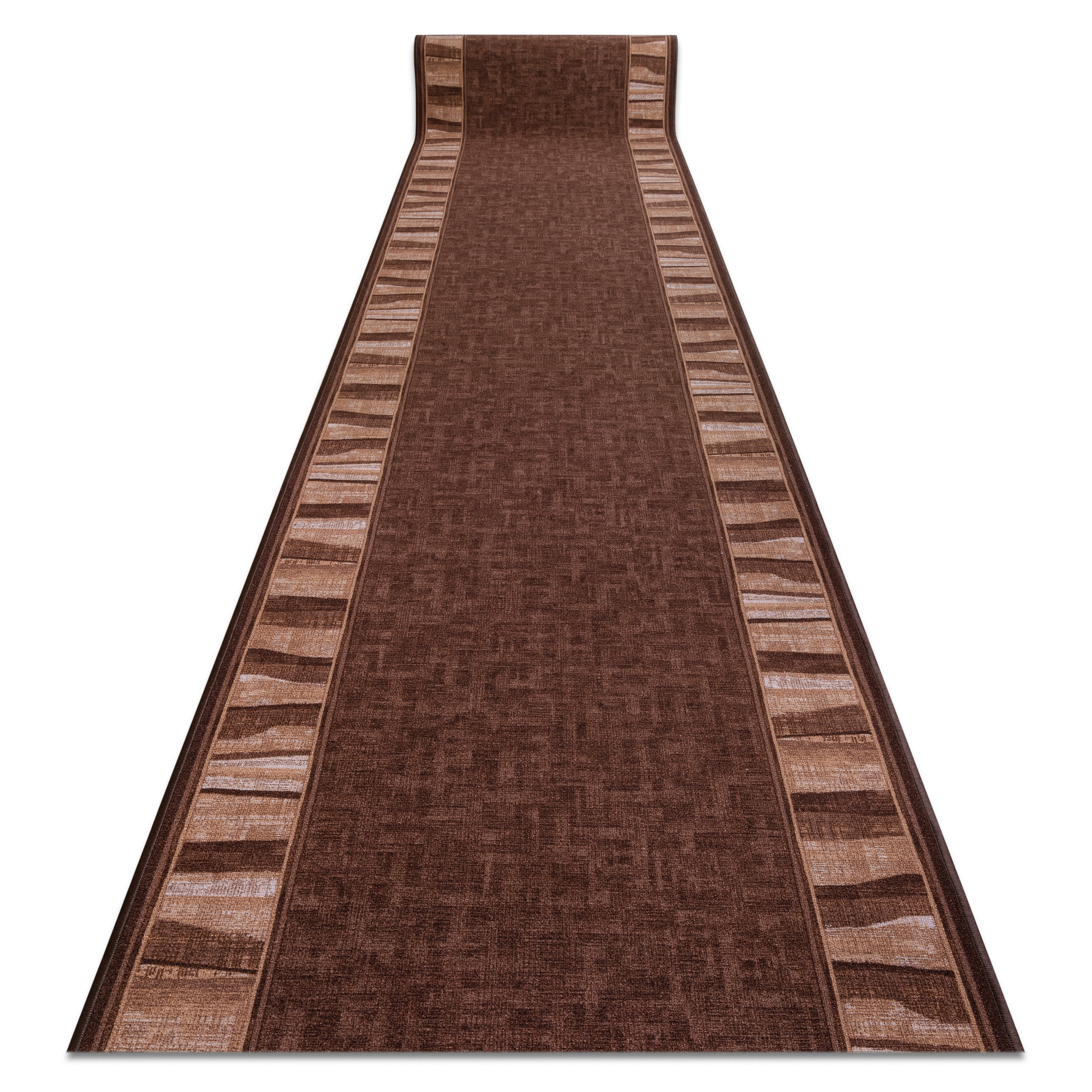 Alfombra de pasillo con refuerzo de goma linea marrón 100cm 100x470 cm