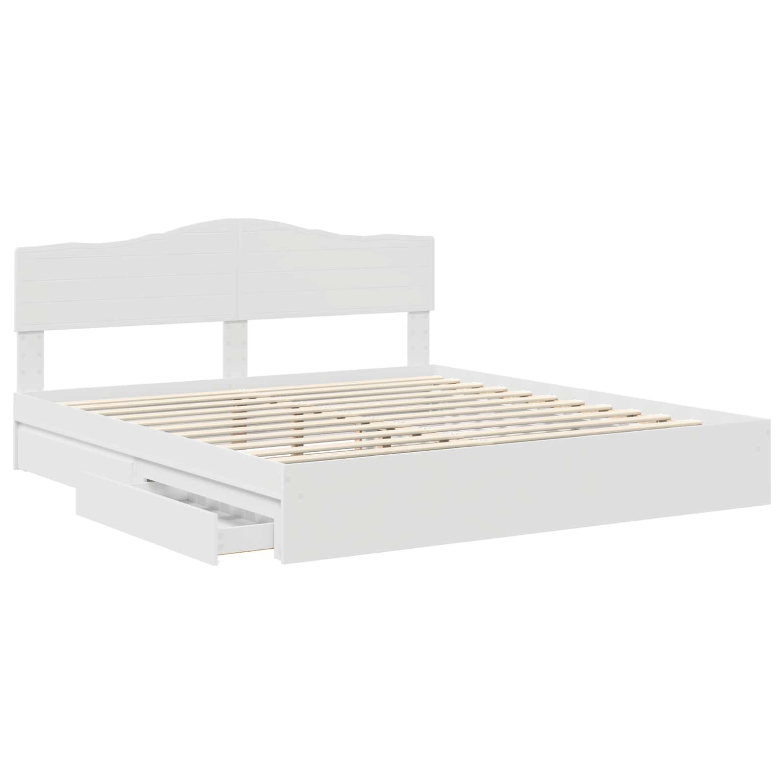 Lit de rangement réglable blanc 180 x 200 cm en panneau de bois - 5