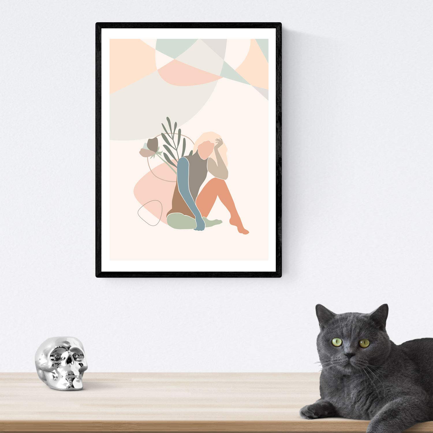 Posters de figuras femeninas tonos pastel. mujeres posando. boceto ilustracion mujer. sin marco - a3