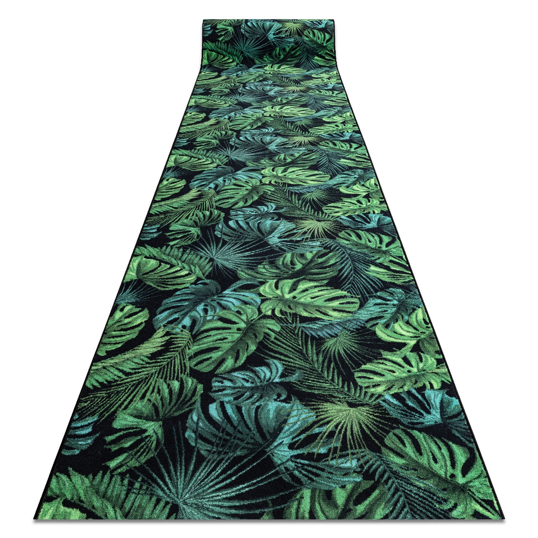 CHODNIK podgumowany MONSTERA Liście guma zielony 67 cm 67x870 cm