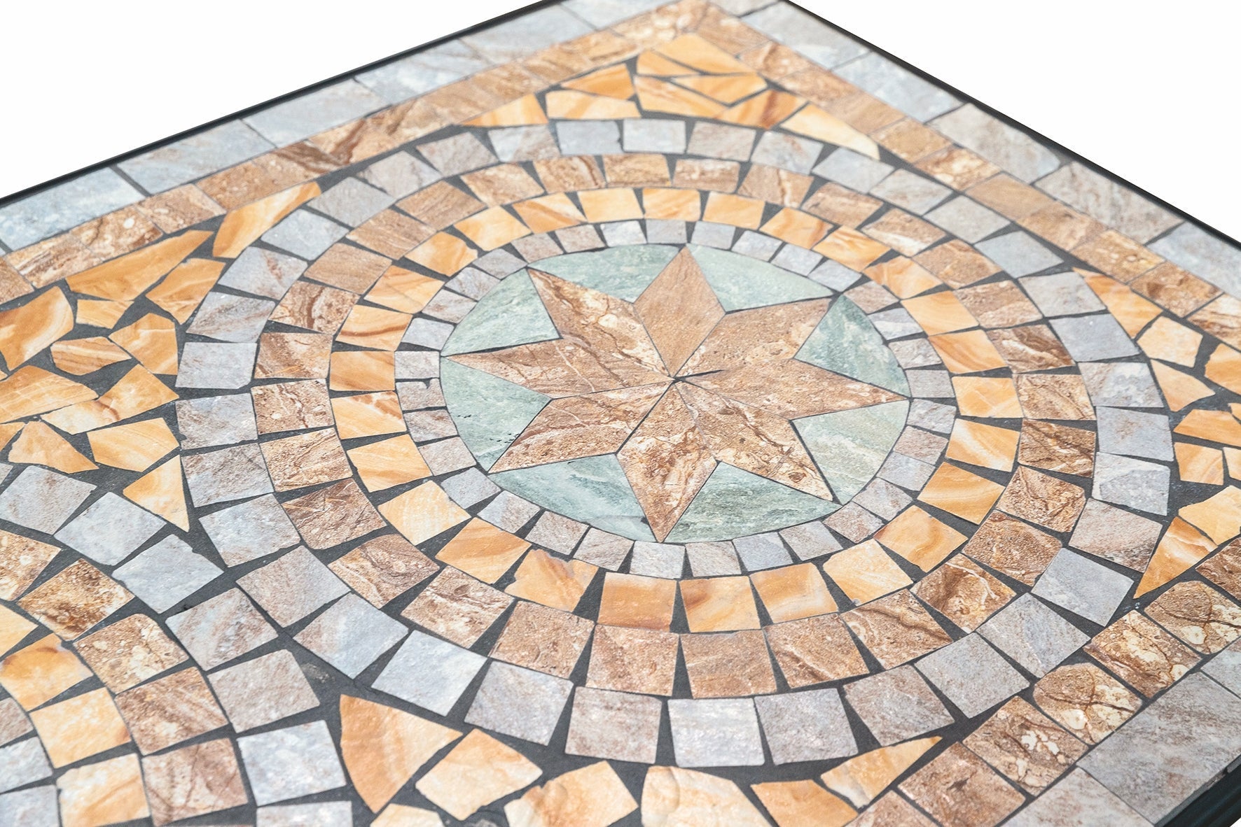 Tavolo da esterno rettangolare in ferro e cemento, decoro mosaico 145x83 cm, Cipro Este' - 3