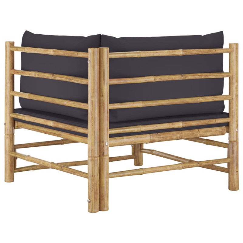 Canapé d angle de jardin avec coussins gris foncé Bambou - 4
