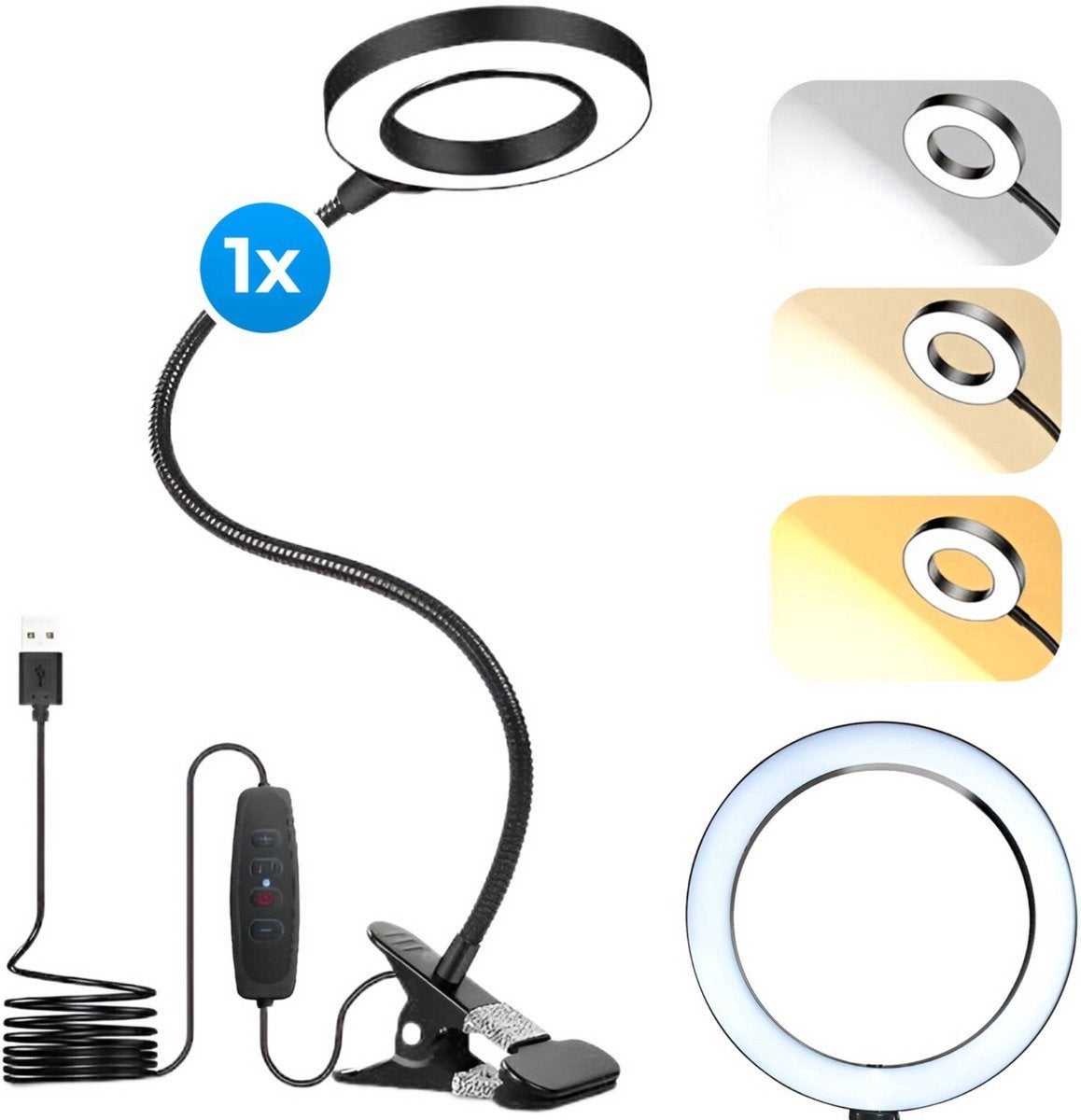 Lampe de citit, Lampe cu clips, Lampe de citit de noptieră, 3 setări de iluminare, Lampe pentru citit cărți, Dormitor, Tăblie de pat, Adulți