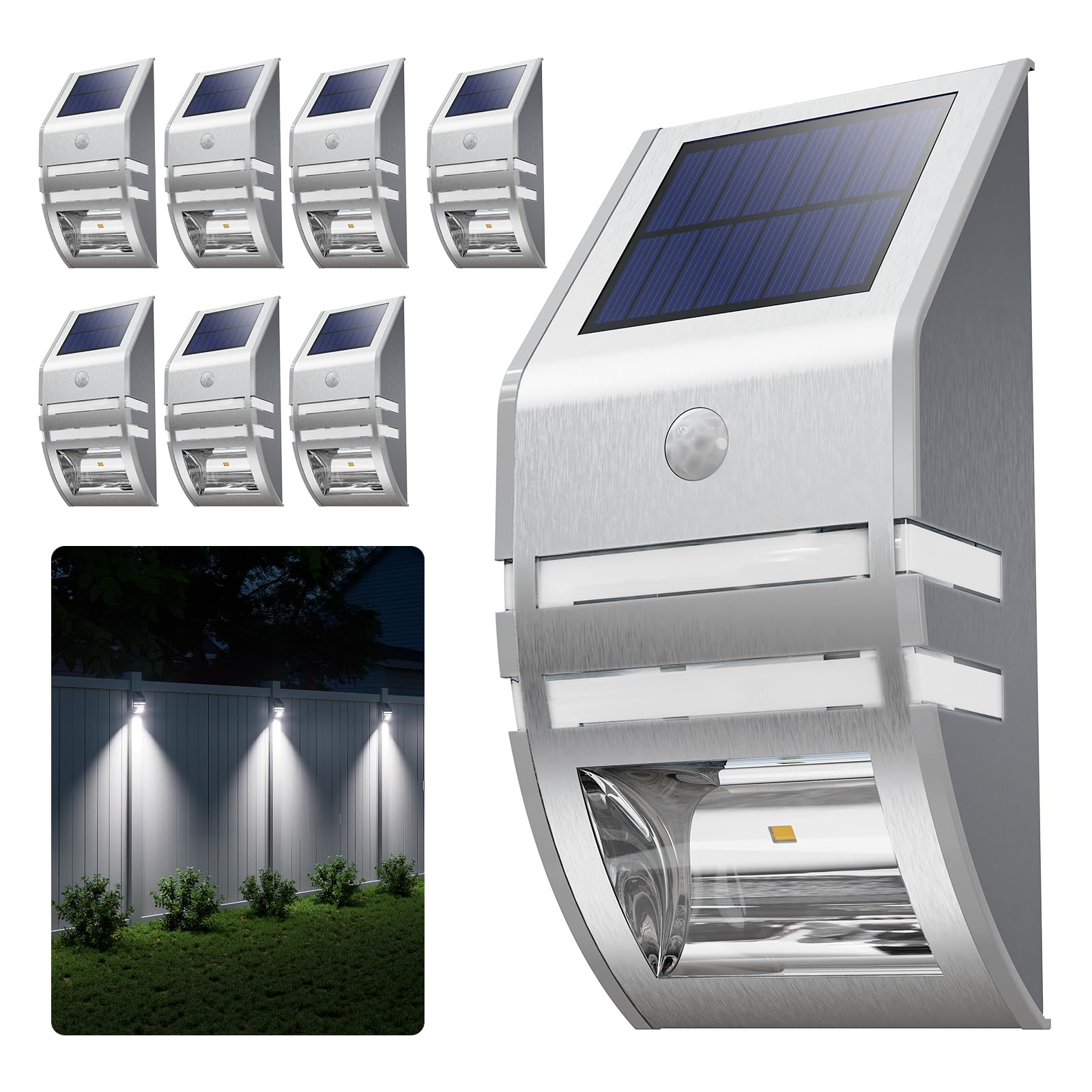 Luz Solar Con Sensor De Movimiento Para Exterior – 100 LED, Blanca, Impermeable Para Jardín, Valla O Patio