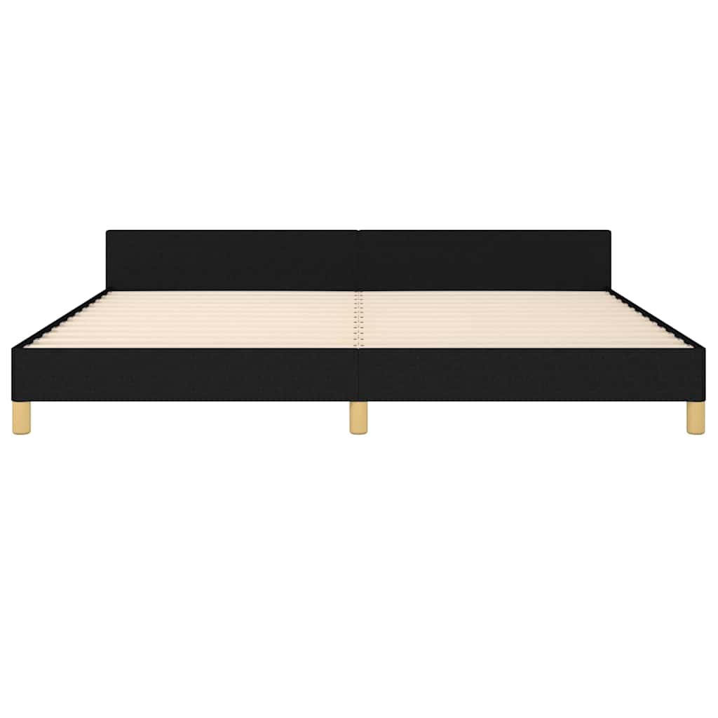 Cadre de lit sans matelas avec tête de lit noir 200 x 200 cm tissu - 6