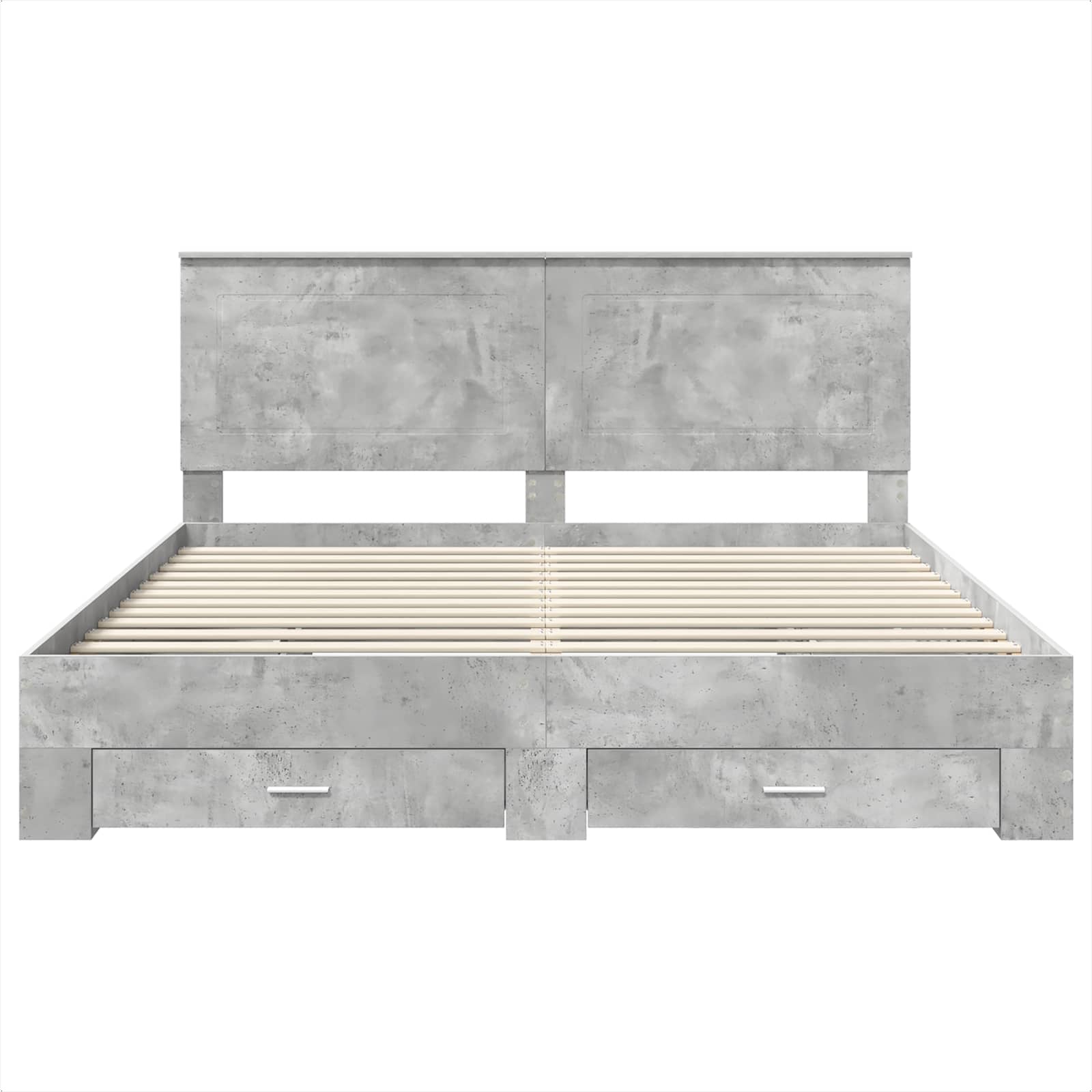 Cadre de lit gris béton 200 x 200 cm panneau de bois - 8