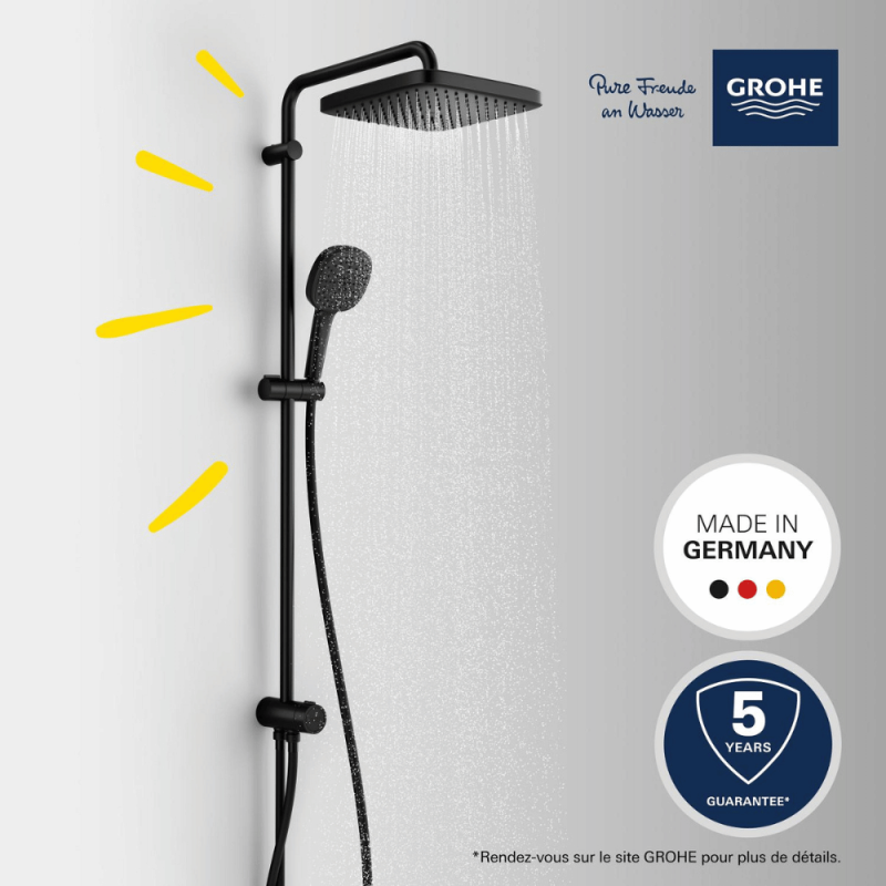 Colonne de douche GROHE Vitalio Comfort 250 avec inverseur manuel Noir - 4