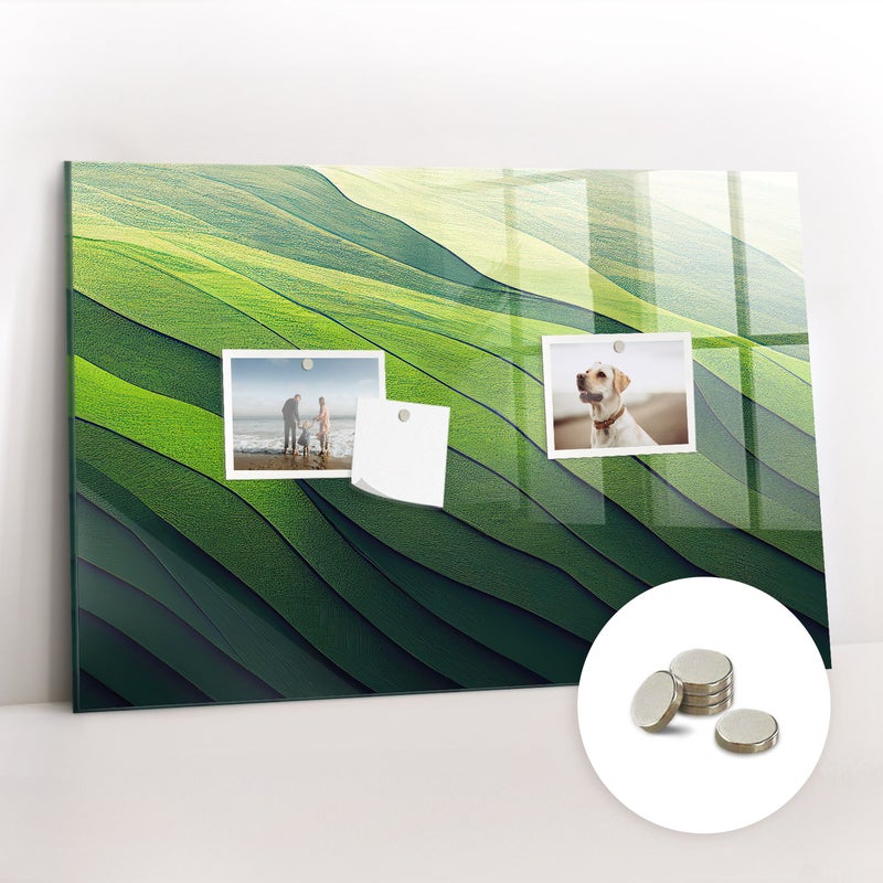 Zdjęcia - Tablica biurowa Tablica Magnetyczna Ozdobna 60x40 Cm Abstrakcja Zielone Pola - Tulup