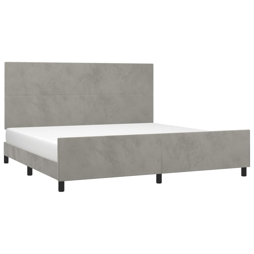 Cadre de lit sans matelas gris clair 200x200 cm velours - 3