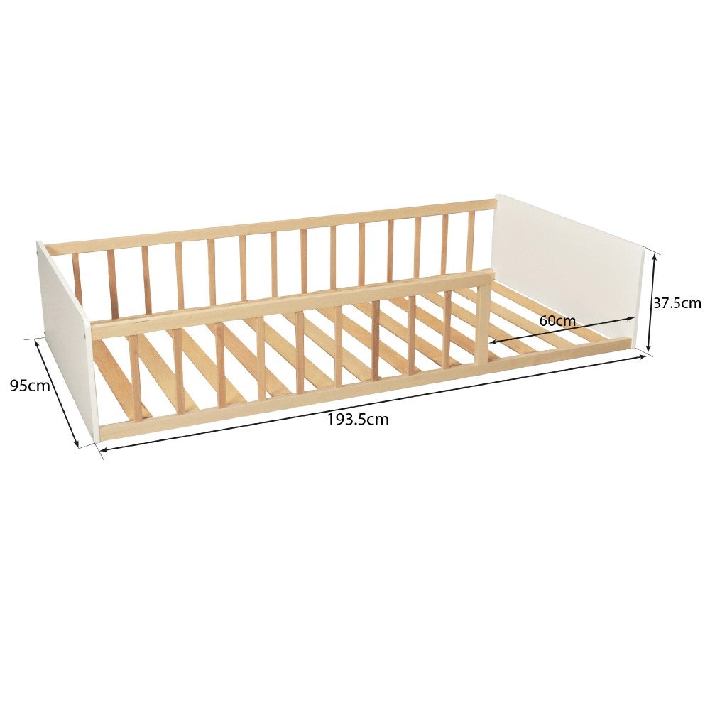 LIT 90x190 PILOU avec sommier / Blanc et naturel - 4