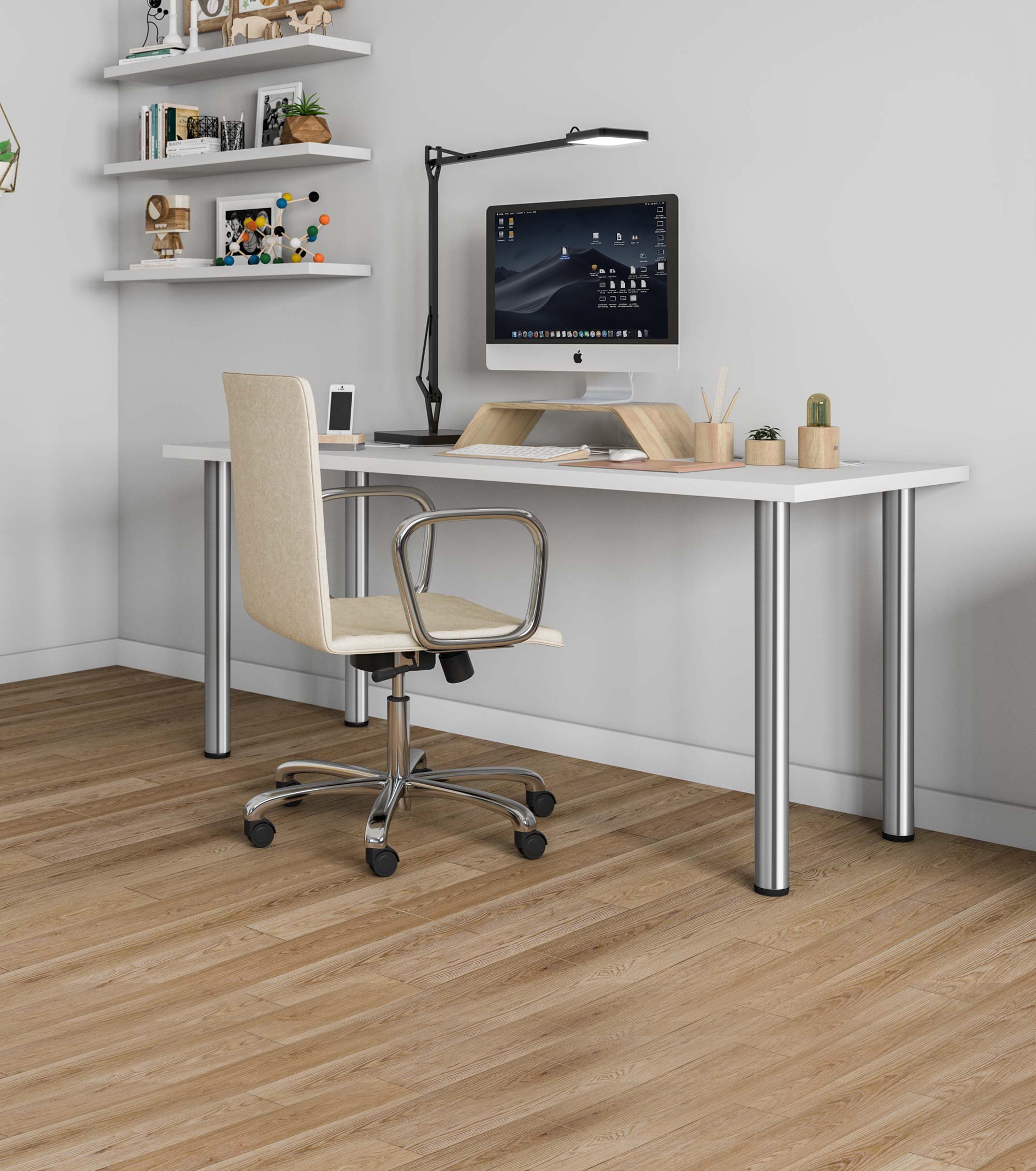 Pied de meuble cylindrique | Style fonctionnel | En acier | Finition chromée brillante | Mesures 60*60*710mm | Hauteur : 71 cm | Installation facile - 5