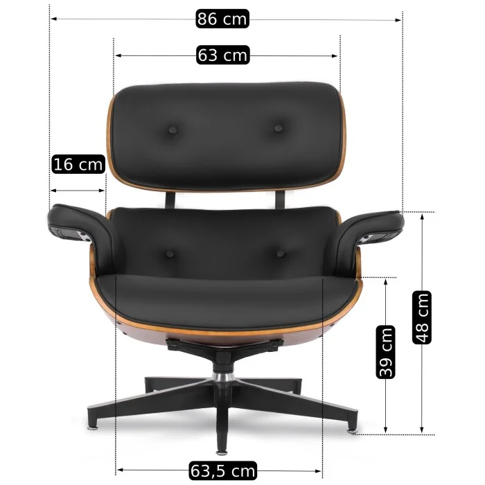 Fotel z Podnóżkiem Wypoczynkowy Gabinetowy Loftowy Elegancki Orzech PALERMO - 7