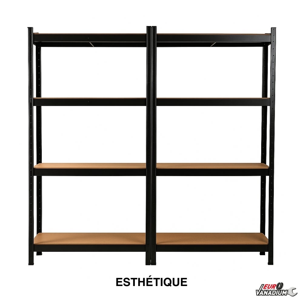 EURO VANADIUM - Etagère pour charges lourdes, 160 x 40 x160 cm, Capacité 640 kg - Etagère de rangement Modulable - Noir - 40 cm - Noir - 5